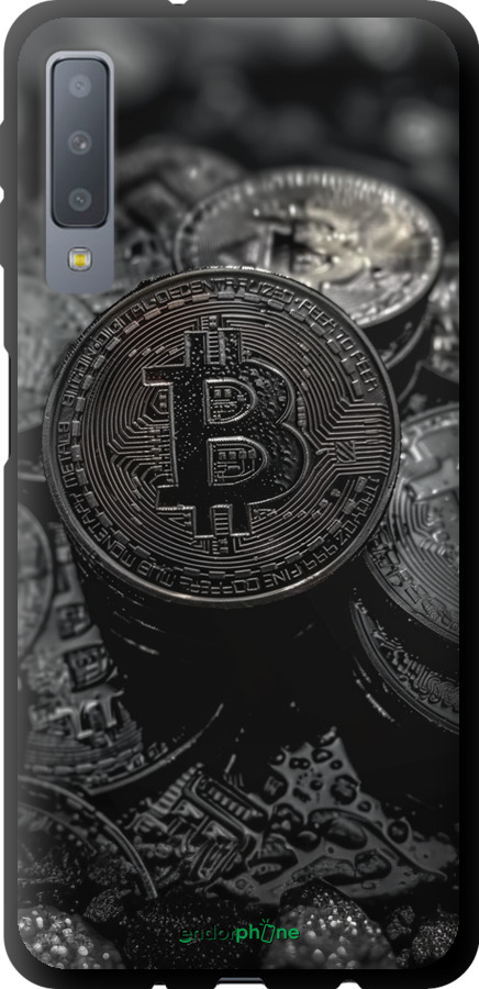 TPU чехол Black Bitcoin для Samsung Galaxy A7 (2018) A750F - 6090b-1582 изображение 