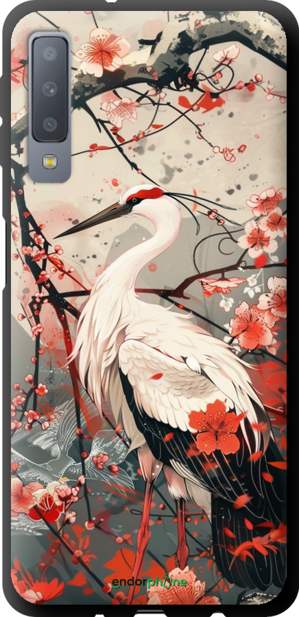 TPU чехол Аист в цвету сакуры для Samsung Galaxy A7 (2018) A750F - 6109b-1582 изображение 