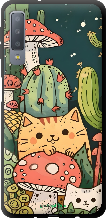 TPU чехол Коты грибы для Samsung Galaxy A7 (2018) A750F - 6321b-1582 изображение 