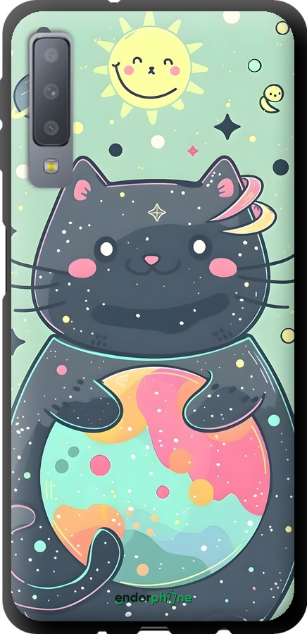 TPU чехол Милый котик для Samsung Galaxy A7 (2018) A750F - 6364b-1582 изображение 