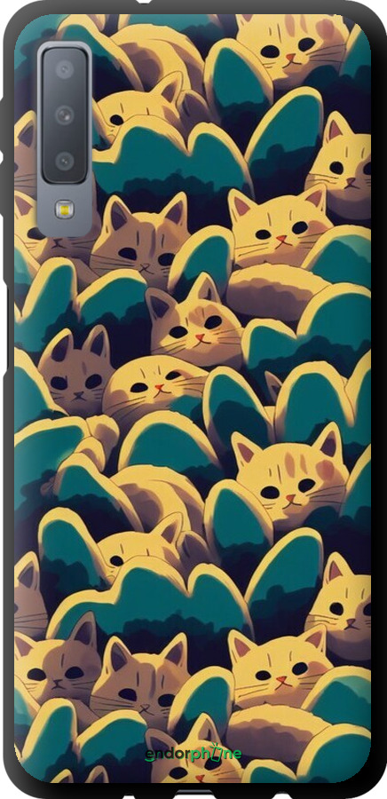 TPU чехол С изображением кошек для Samsung Galaxy A7 (2018) A750F - 6429b-1582 изображение 