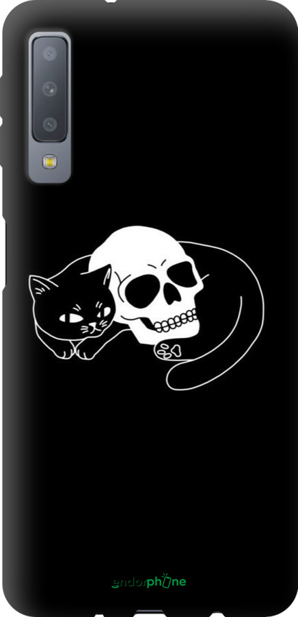 TPU чехол Із зображенням кота та черепа для Samsung Galaxy A7 (2018) A750F - 6491b-1582 изображение 