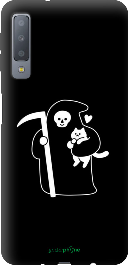 TPU чехол Минималистичный арт: смерть и кошка для Samsung Galaxy A7 (2018) A750F - 6529b-1582 изображение 