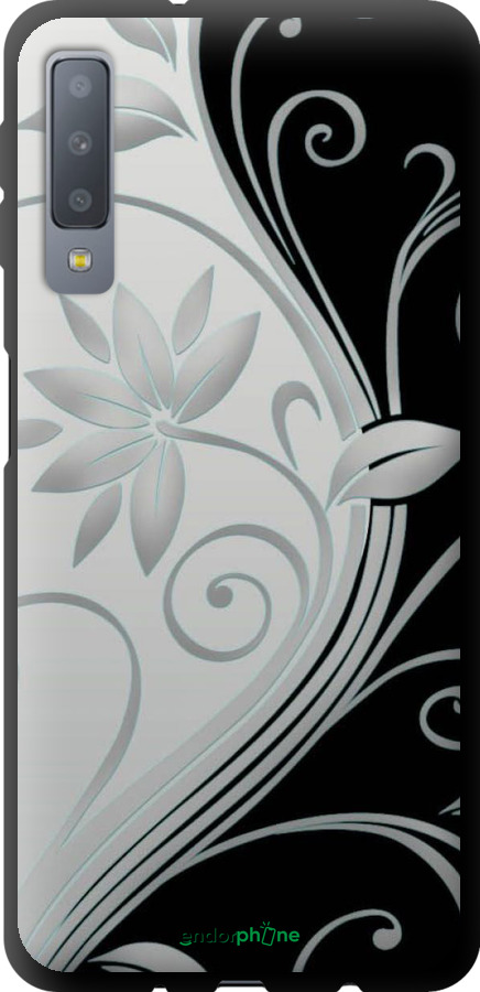 TPU чехол Цветы на чёрно-белом фоне для Samsung Galaxy A7 (2018) A750F - 840b-1582 изображение 