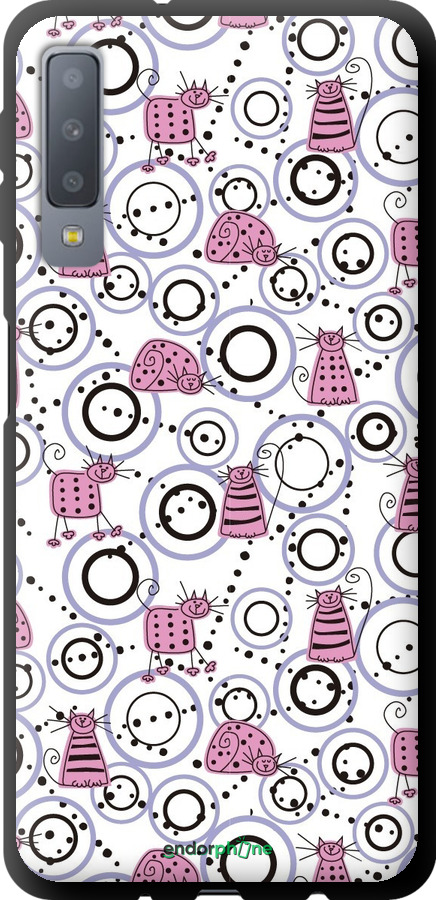 TPU чехол Кумедні коти для Samsung Galaxy A7 (2018) A750F - 907b-1582 изображение 