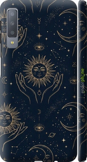 3D пластиковый матовый чехол Celestial Harmony: Sun & Moon Gold Mystic Pattern для Samsung Galaxy A7 (2018) A750F - 6778m-1582 изображение 