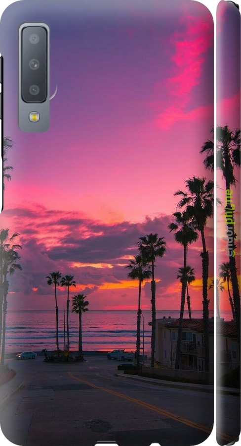 3D пластиковый матовый чехол Пальмы для Samsung Galaxy A7 (2018) A750F - 5873m-1582 изображение 