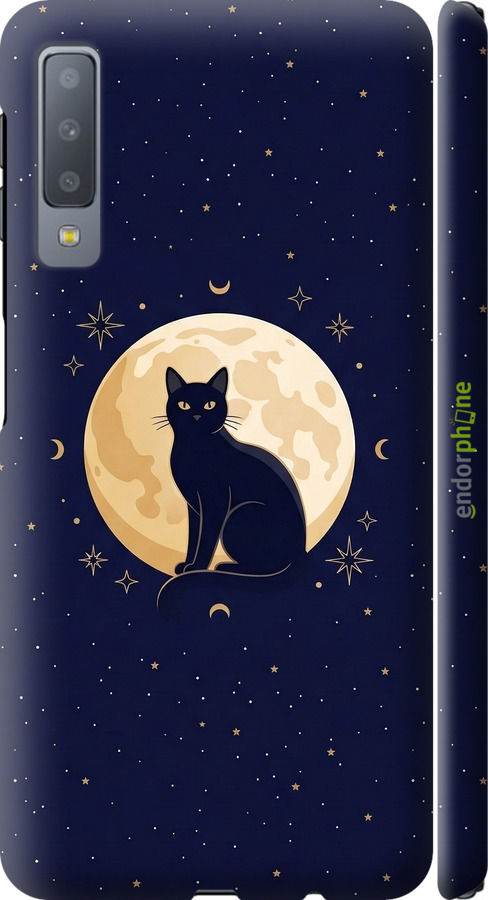 3D пластиковый матовый чехол Cute Cat Celestial/Witchy для Samsung Galaxy A7 (2018) A750F - 6787m-1582 изображение 