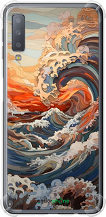 Силіконовий протиударний с посиленими кутами чехол Арт хвилі для Samsung Galaxy A7 (2018) A750F - 6324sp-1582 изображение 