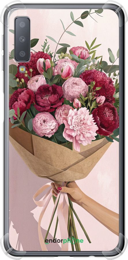 Силіконовий протиударний с посиленими кутами чехол Півонії 1 для Samsung Galaxy A7 (2018) A750F - 6705sp-1582 изображение 