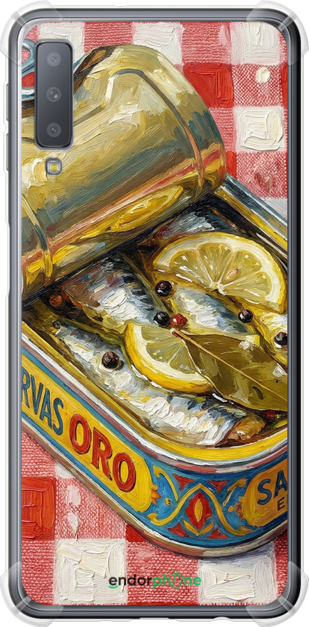 Силикон с усиленными углами чехол Vintage Sardine Tin Phone для Samsung Galaxy A7 (2018) A750F - 6772sp-1582 изображение 