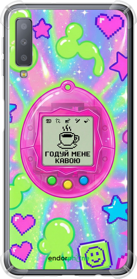 Силикон с усиленными углами чехол Y2K Aesthetic Retro Pet: Годуй мене кавою для Samsung Galaxy A7 (2018) A750F - 6784sp-1582 изображение 