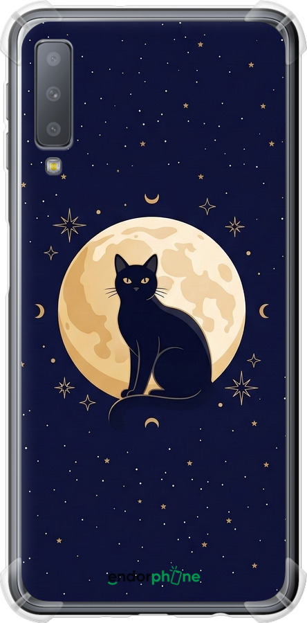 Силикон с усиленными углами чехол Cute Cat Celestial/Witchy для Samsung Galaxy A7 (2018) A750F - 6787sp-1582 изображение 
