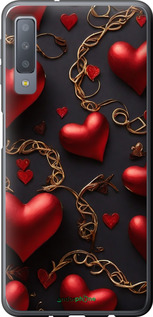 2D пластиковый чехол Сердечки для Samsung Galaxy A7 (2018) A750F - 5831t-1582 изображение 