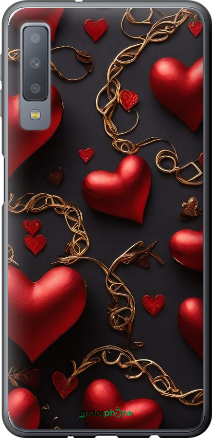 2D пластиковый чехол Сердечки для Samsung Galaxy A7 (2018) A750F - 5831t-1582 изображение 