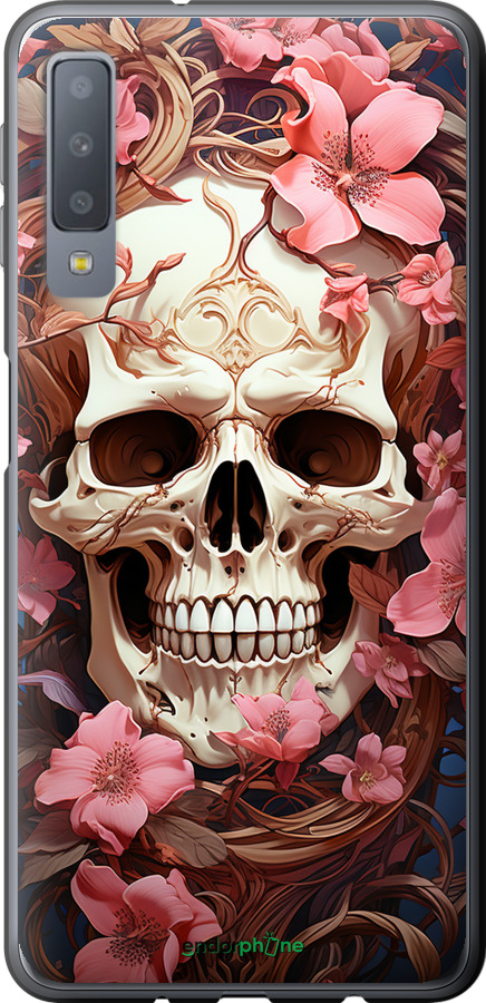 2D пластиковый чехол Череп в розовых цветах для Samsung Galaxy A7 (2018) A750F - 5965t-1582 изображение 