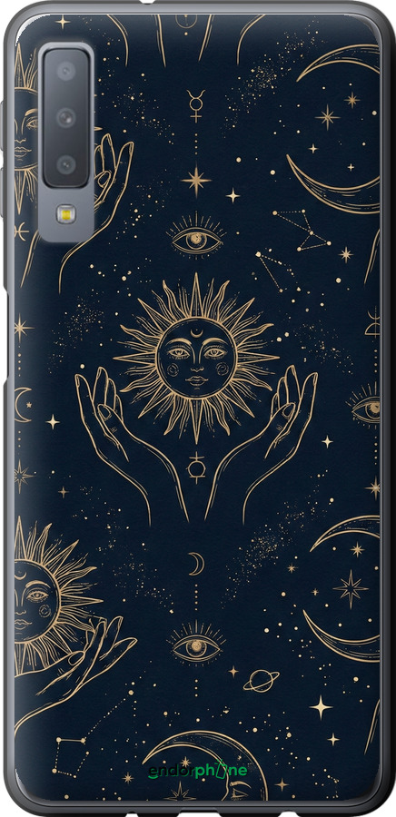 2D пластиковый чехол Celestial Harmony: Sun & Moon Gold Mystic Pattern для Samsung Galaxy A7 (2018) A750F - 6778t-1582 изображение 