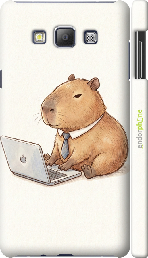 3D пластиковий матовий чехол Funny Capybara CEO Working для Samsung Galaxy A7 A700H - 6777m-117 изображение 