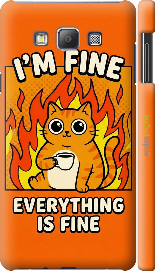 3D пластиковий матовий чехол Funny Cat для Samsung Galaxy A7 A700H - 6786m-117 изображение 