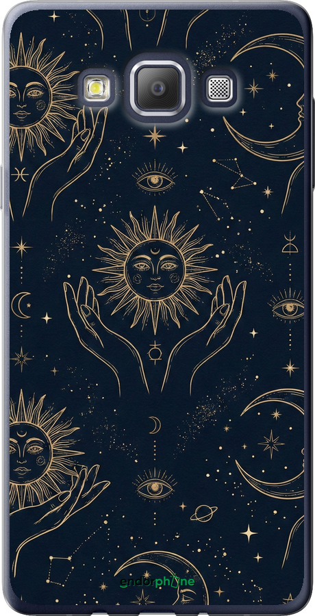 Силиконовый чехол Celestial Harmony: Sun & Moon Gold Mystic Pattern для Samsung Galaxy A7 A700H - 6778u-117 изображение 