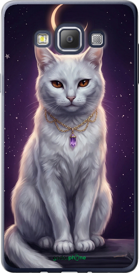 Силиконовый чехол Mystic White Cat Gothic Dark Purple Gold для Samsung Galaxy A7 A700H - 6805u-117 изображение 