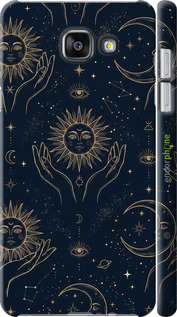 3D пластиковий матовий чехол Celestial Harmony: Sun & Moon Gold Mystic Pattern для Samsung Galaxy A7 (2016) A710F - 6778m-121 изображение 
