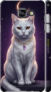 3D пластиковый глянцевый чехол Mystic White Cat Gothic Dark Purple Gold для Samsung Galaxy A7 (2016) A710F - 6805c-121 изображение 