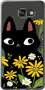 2D пластиковый чехол Черный кот с цветами для Samsung Galaxy A7 (2016) A710F - 6448t-121 изображение 