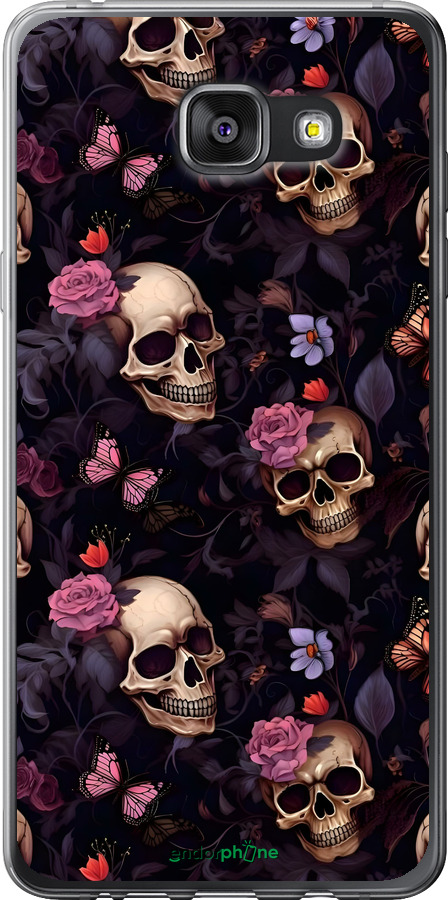 2D пластиковый чехол Черепа и розы для Samsung Galaxy A7 (2016) A710F - 6316t-121 изображение 