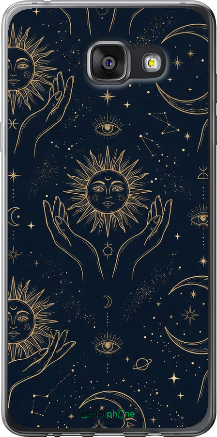 2D пластиковий чехол Celestial Harmony: Sun & Moon Gold Mystic Pattern для Samsung Galaxy A7 (2016) A710F - 6778t-121 изображение 