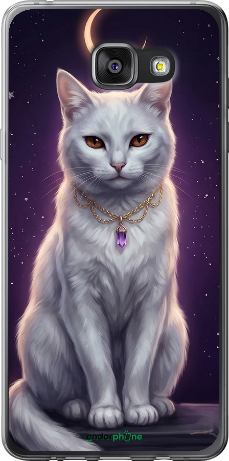 2D пластиковый чехол Mystic White Cat Gothic Dark Purple Gold для Samsung Galaxy A7 (2016) A710F - 6805t-121 изображение 
