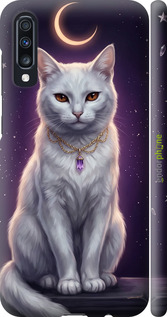 3D пластиковый матовый чехол Mystic White Cat Gothic Dark Purple Gold для Samsung Galaxy A70 2019 A705F - 6805m-1675 изображение 