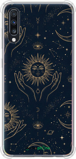 Силіконовий протиударний с посиленими кутами чехол Celestial Harmony: Sun & Moon Gold Mystic Pattern для Samsung Galaxy A70 2019 A705F - 6778sp-1675 изображение 