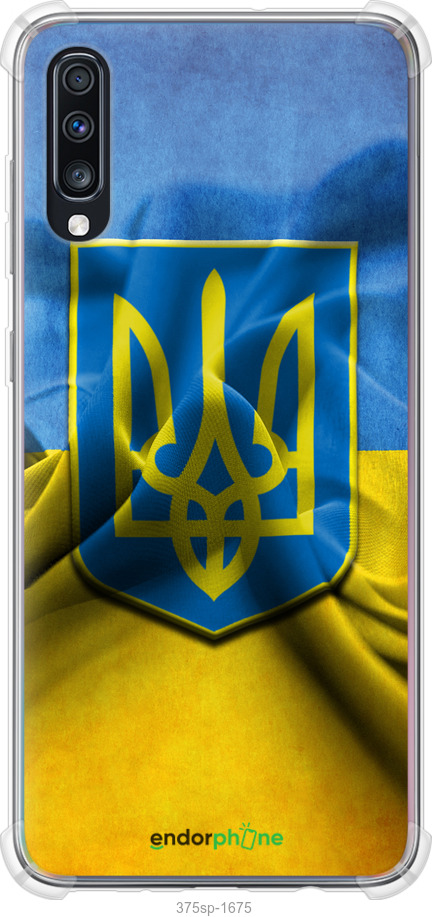 

Силіконовий протиударний с посиленими кутами чохол "Прапор та герб України" для Samsung Galaxy A70 2019 A705F, Блакитний