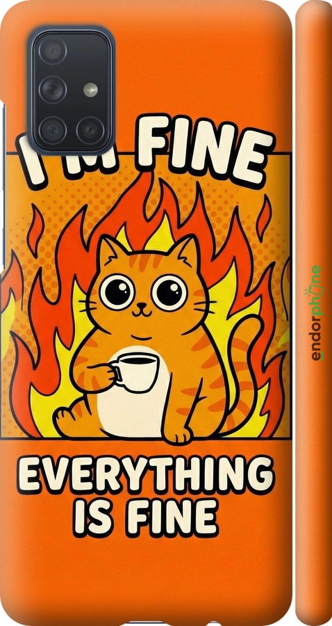 3D пластиковый матовый чехол Funny Cat для Samsung Galaxy A71 2020 A715F - 6786m-1826 изображение 