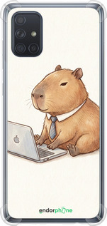 Силикон с усиленными углами чехол Funny Capybara CEO Working для Samsung Galaxy A71 2020 A715F - 6777sp-1826 изображение 