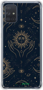 Силіконовий протиударний с посиленими кутами чехол Celestial Harmony: Sun & Moon Gold Mystic Pattern для Samsung Galaxy A71 2020 A715F - 6778sp-1826 изображение 