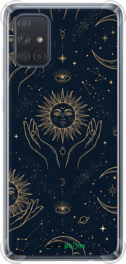 Силіконовий протиударний с посиленими кутами чехол Celestial Harmony: Sun & Moon Gold Mystic Pattern для Samsung Galaxy A71 2020 A715F - 6778sp-1826 изображение 