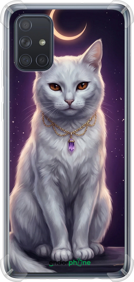 Силикон с усиленными углами чехол Mystic White Cat Gothic Dark Purple Gold для Samsung Galaxy A71 2020 A715F - 6805sp-1826 изображение 