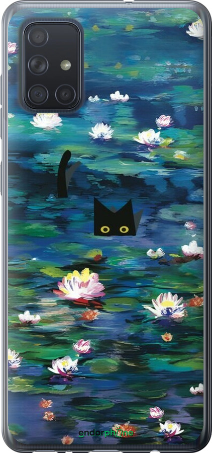 2D пластиковый чехол із зображенням водяних лілій та кішок для Samsung Galaxy A71 2020 A715F - 6257t-1826 изображение 