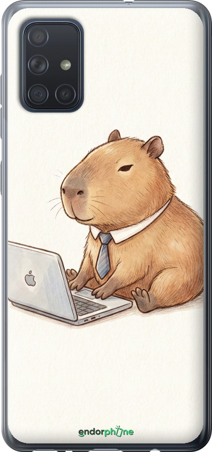 2D пластиковый чехол Funny Capybara CEO Working для Samsung Galaxy A71 2020 A715F - 6777t-1826 изображение 