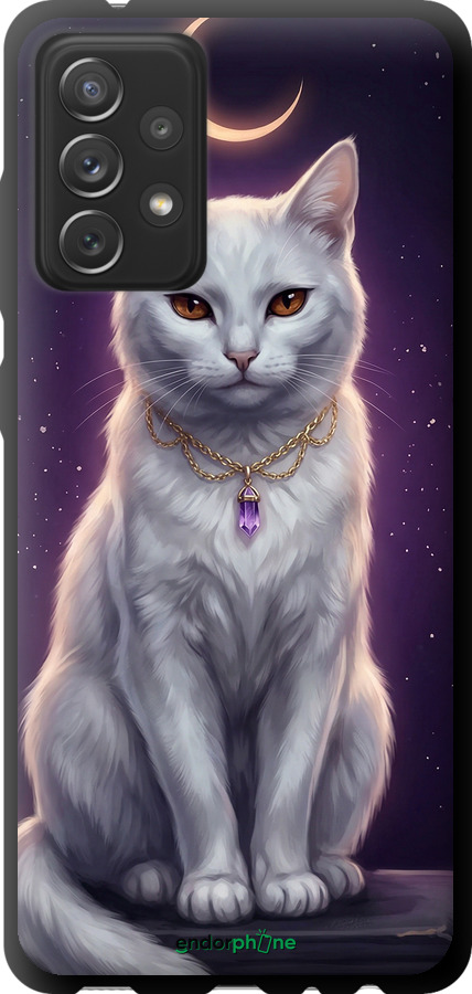 TPU чехол Mystic White Cat Gothic Dark Purple Gold для Samsung Galaxy A72 A725F - 6805b-2247 изображение 