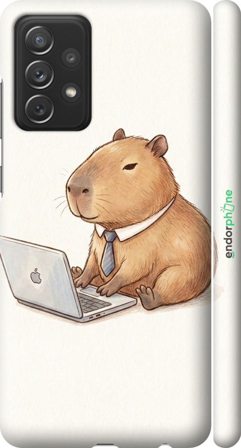 3D пластиковый матовый чехол Funny Capybara CEO Working для Samsung Galaxy A72 A725F - 6777m-2247 изображение 