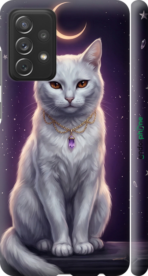 3D пластиковий матовий чехол Mystic White Cat Gothic Dark Purple Gold для Samsung Galaxy A72 A725F - 6805m-2247 изображение 