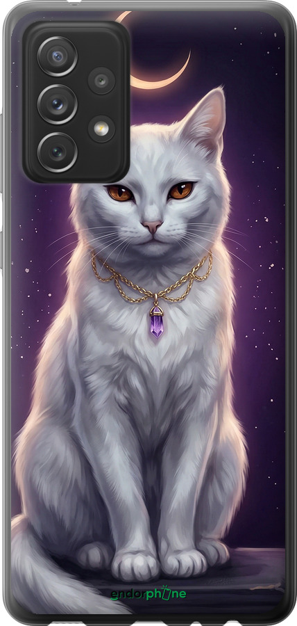 2D пластиковый чехол Mystic White Cat Gothic Dark Purple Gold для Samsung Galaxy A72 A725F - 6805t-2247 изображение 