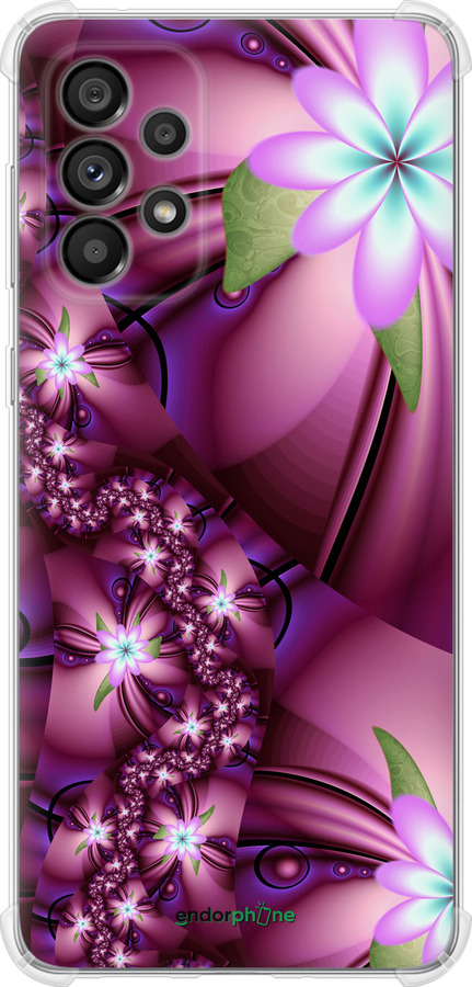 

Силіконовий протиударний с посиленими кутами чохол "Квіткова мозаїка" для Samsung Galaxy A73 A736B, Рожевий