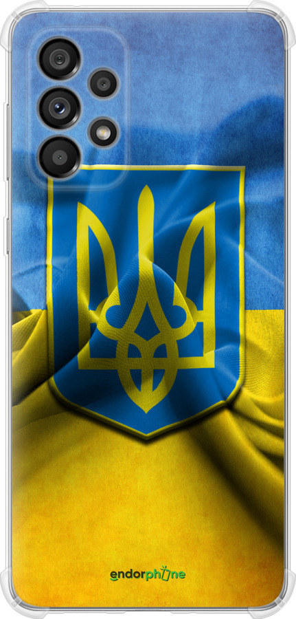 

Силіконовий протиударний с посиленими кутами чохол "Прапор та герб України" для Samsung Galaxy A73 A736B, Блакитний