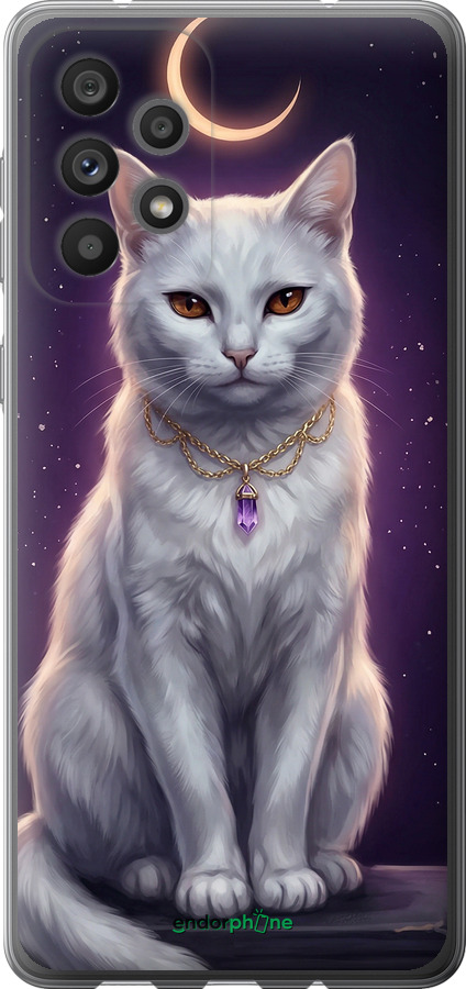 Силиконовый чехол Mystic White Cat Gothic Dark Purple Gold для Samsung Galaxy A73 A736B - 6805u-2586 изображение 