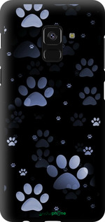 TPU чехол С синими отпечатками лап для Samsung Galaxy A8 2018 A530F - 6441b-1344 изображение 