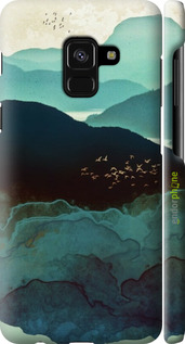 3D пластиковый матовый чехол С изображением гор Индиго для Samsung Galaxy A8 2018 A530F - 6484m-1344 изображение 